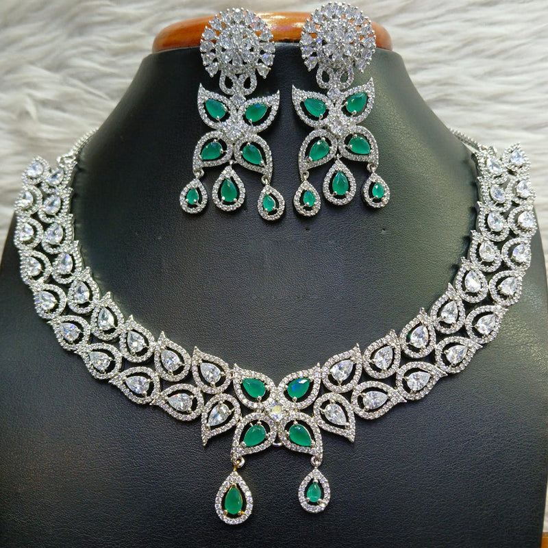 Jain Jewellers Silver Plated AD Necklace Set