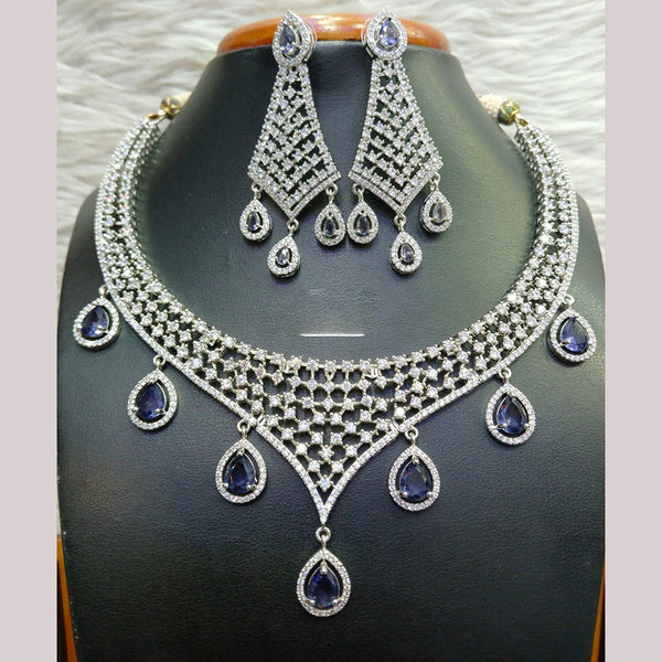 Jain Jewellers Silver Plated AD Necklace Set