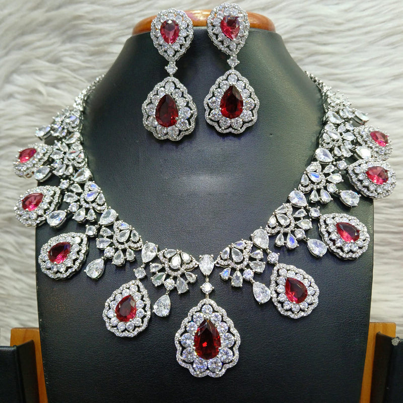 Jain Jewellers Silver Plated AD Necklace Set