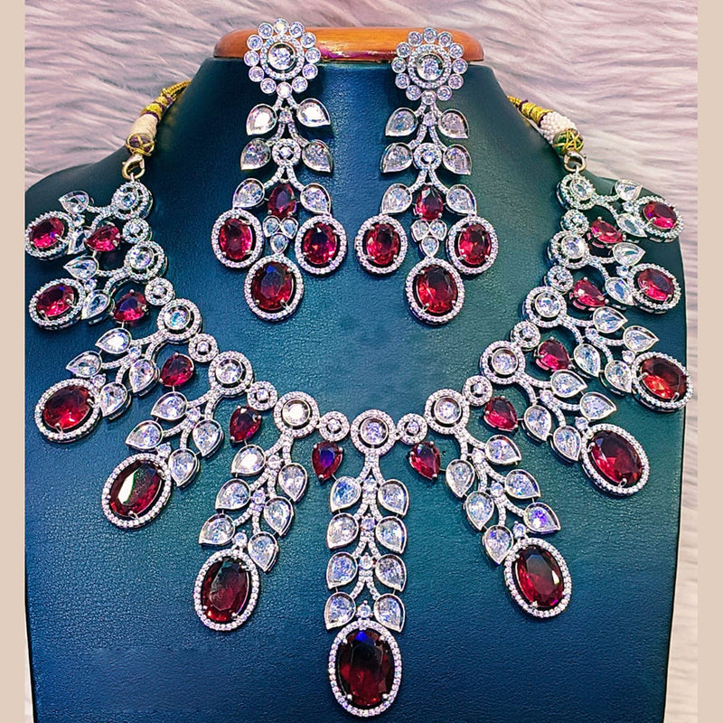 Jain Jewellers Silver Plated AD Necklace Set