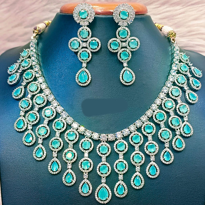 Jain Jewellers Silver Plated AD Necklace Set