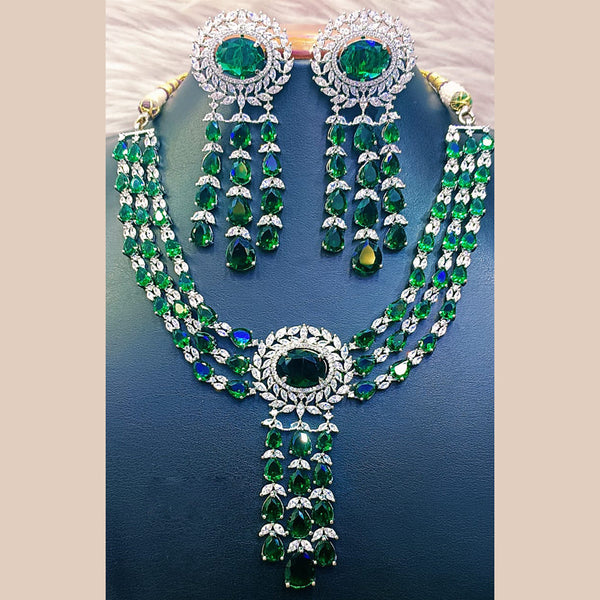 Jain Jewellers Silver Plated AD Necklace Set