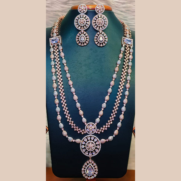 Jain Jewellers Rose Gold Plated AD Necklace Set