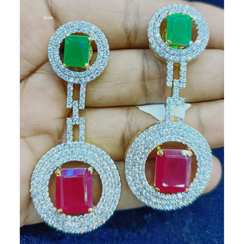 Jain Jewellers Gold Plated Ad Stone Dangler Earrings