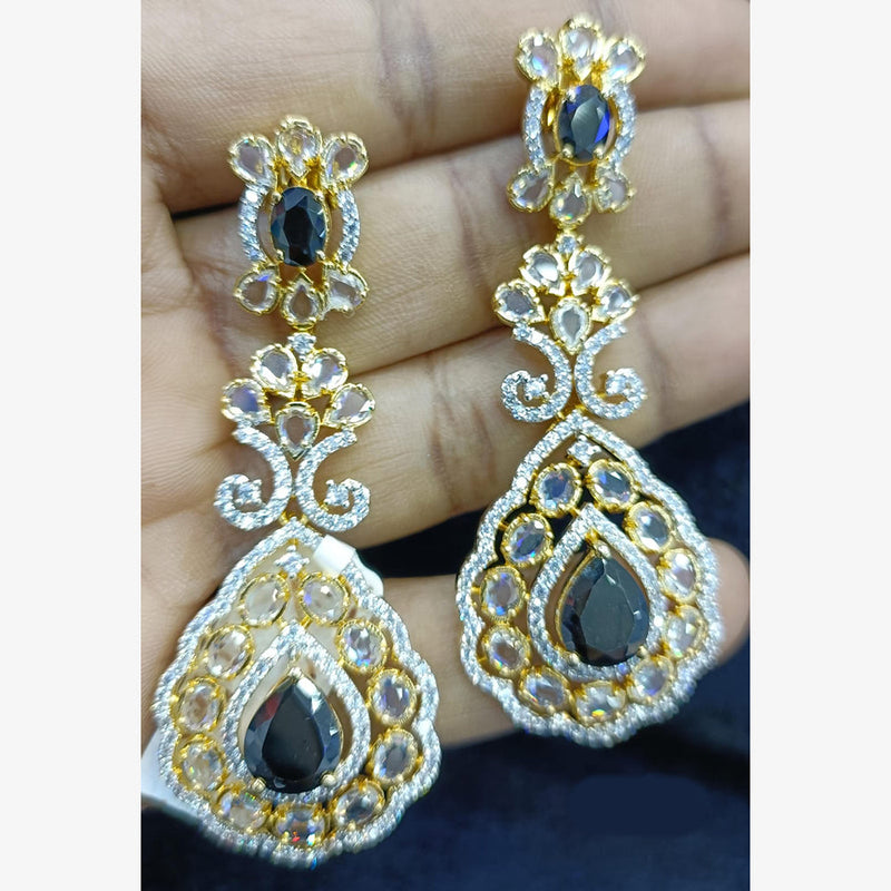 Jain Jewellers Gold Plated Ad Stone Dangler Earrings