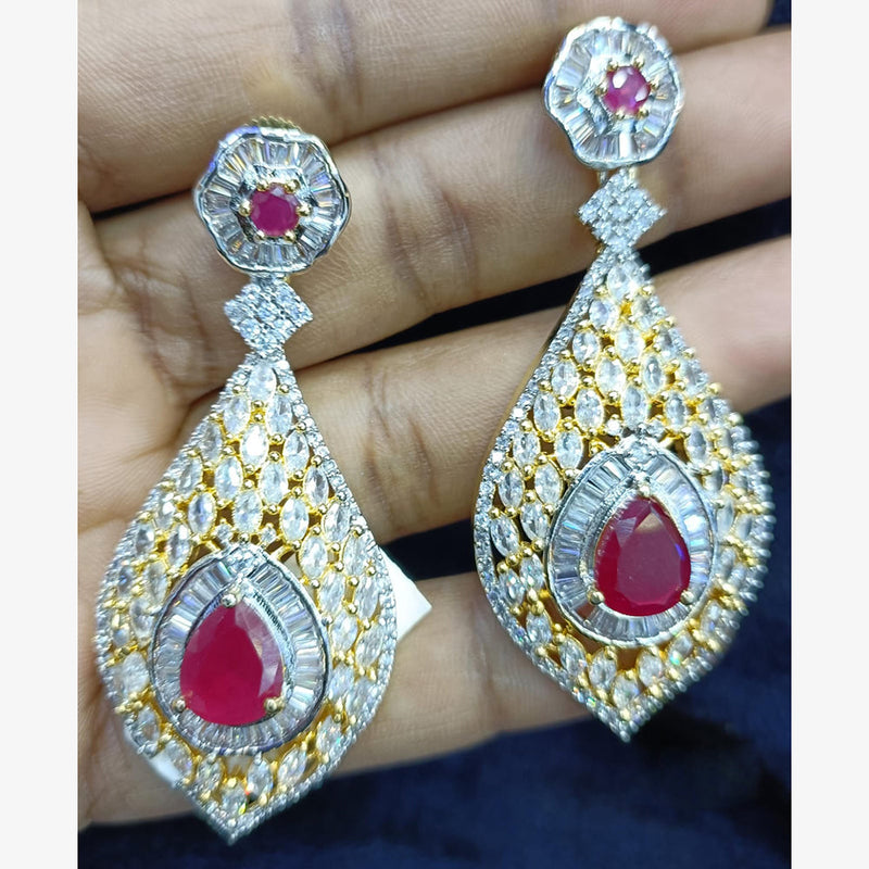 Jain Jewellers Gold Plated Ad Stone Dangler Earrings