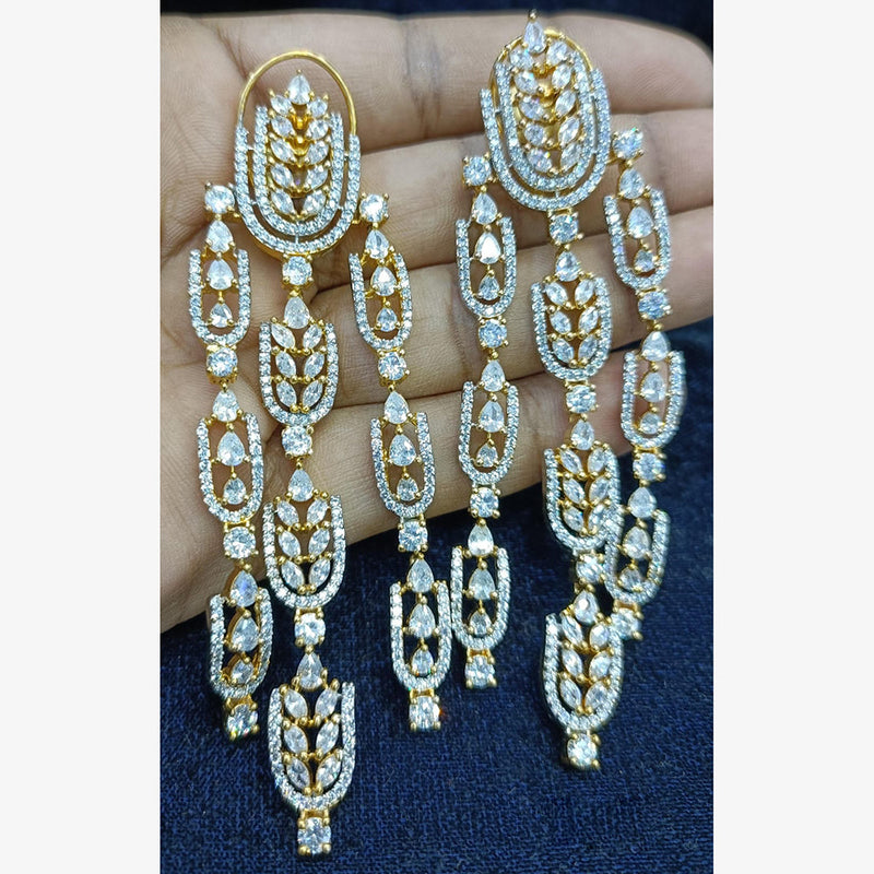 Jain Jewellers Gold Plated Ad Stone Dangler Earrings