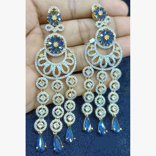 Jain Jewellers Gold Plated Ad Stone Dangler Earrings