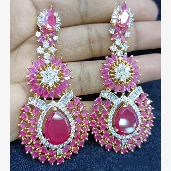 Jain Jewellers Gold Plated Ad Stone Dangler Earrings