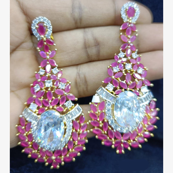 Jain Jewellers Gold Plated Ad Stone Dangler Earrings