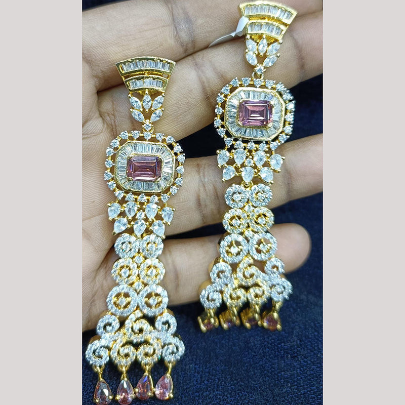 Jain Jewellers Gold Plated Ad Stone Dangler Earrings