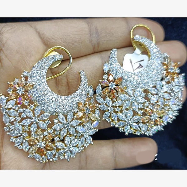 Jain Jewellers Gold Plated Ad Stone Dangler Earrings