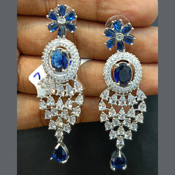 Jain Jewellers Silver Plated AD Dangler Earrings