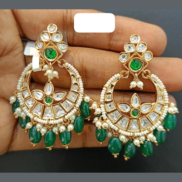 Jain Jewellers Gold Plated Polki Kundan Dangler Earrings