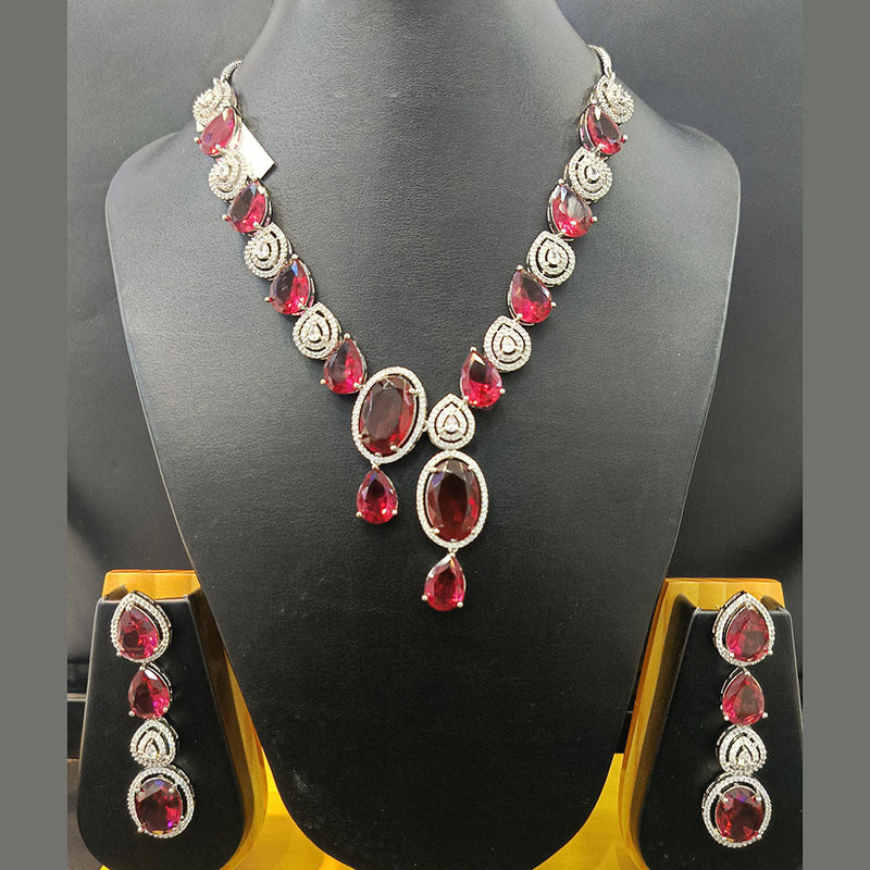 Jain Jewellers Silver Plated AD Necklace Set