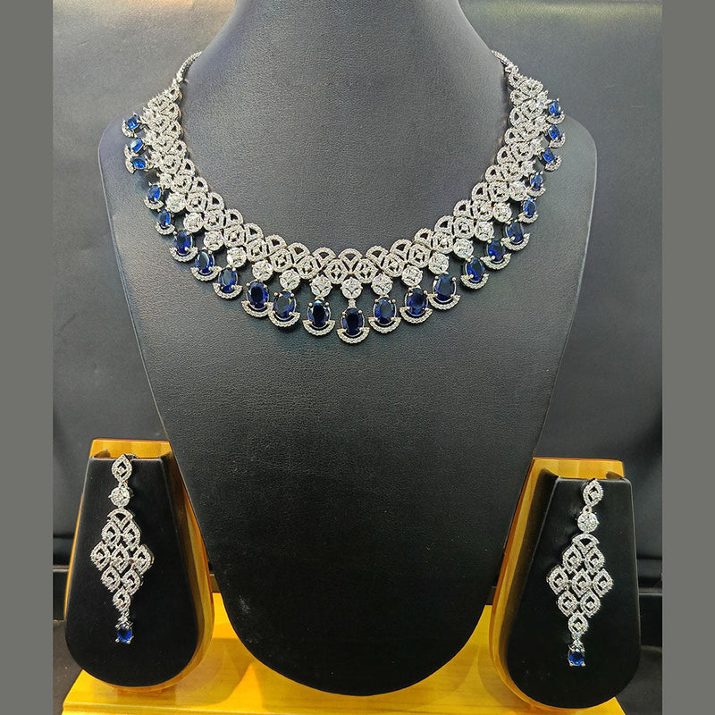 Jain Jewellers Silver Plated AD Necklace Set