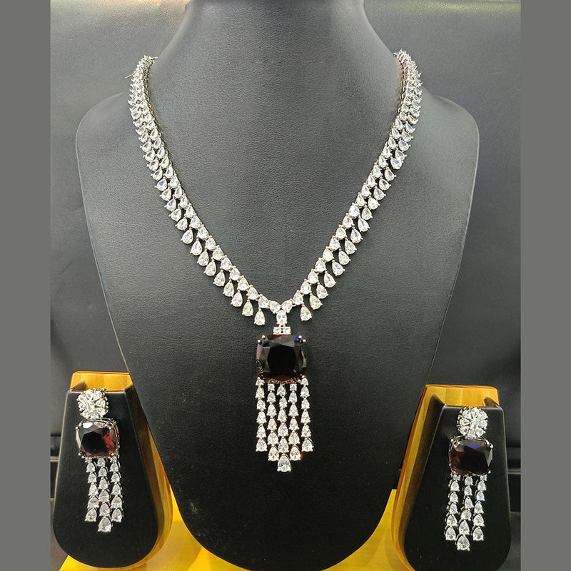 Jain Jewellers Silver Plated AD Necklace Set