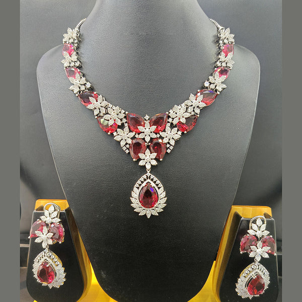 Jain Jewellers Silver Plated AD Necklace Set