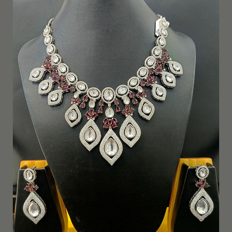 Jain Jewellers Silver Plated AD Necklace Set