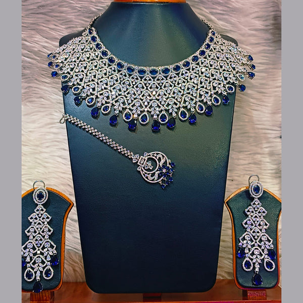 Jain Jewellers Silver Plated AD Necklace Set