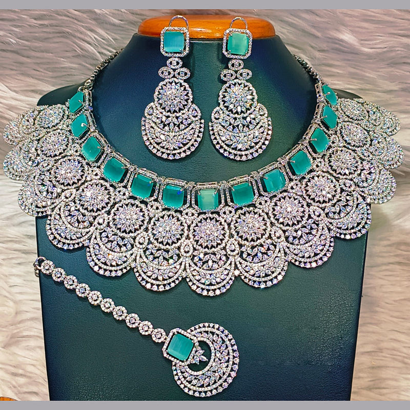 Jain Jewellers Silver Plated AD Necklace Set