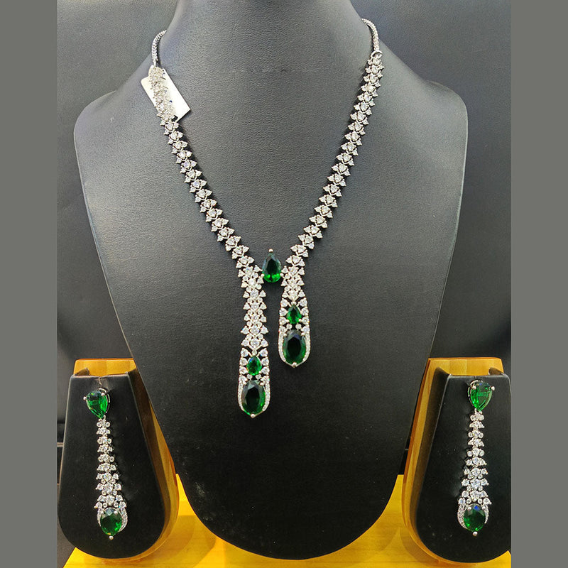 Jain Jewellers Silver Plated AD Necklace Set