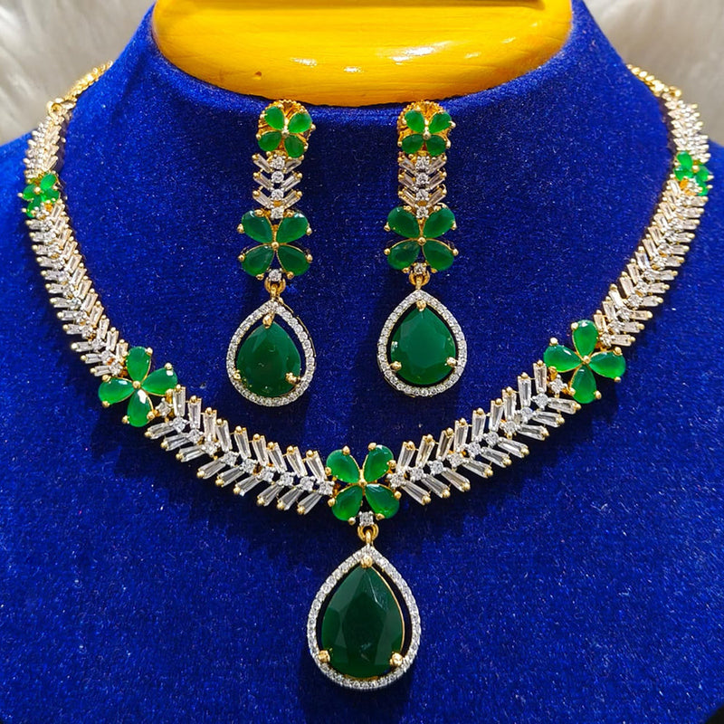 Jain Jewellers Gold Plated AD Necklace Set