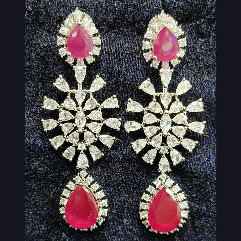 Jain Jewellers Silver Plated AD Dangler Earrings