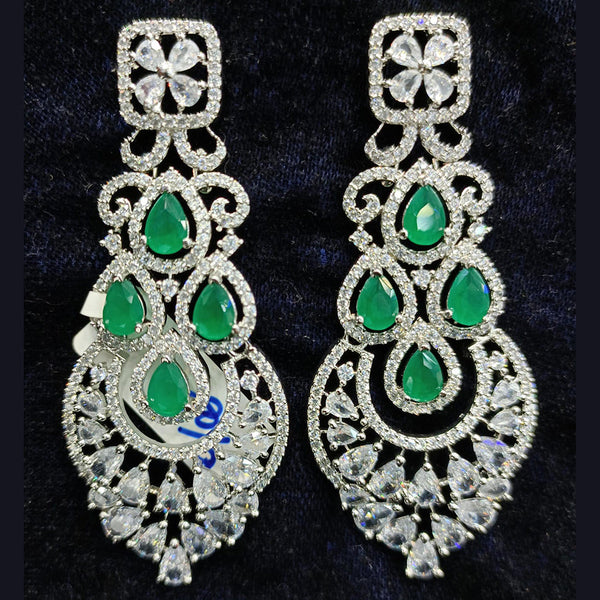 Jain Jewellers Silver Plated AD Dangler Earrings