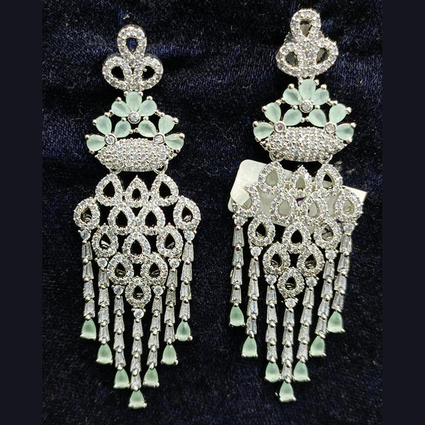 Jain Jewellers Silver Plated AD Dangler Earrings