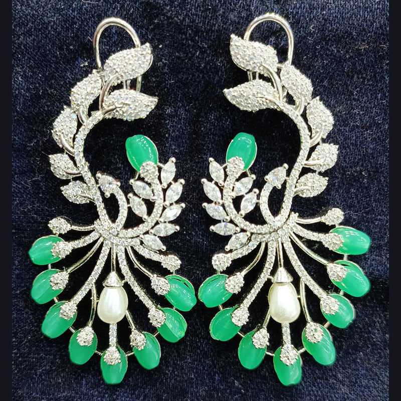 Jain Jewellers Silver Plated AD Dangler Earrings