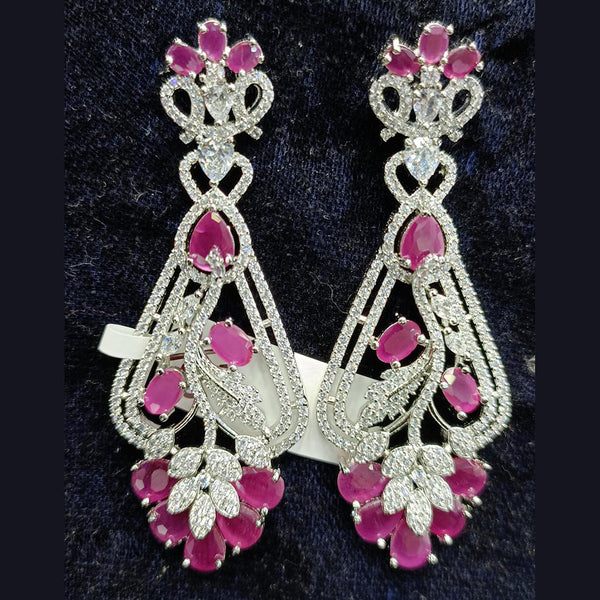 Jain Jewellers Silver Plated AD Dangler Earrings