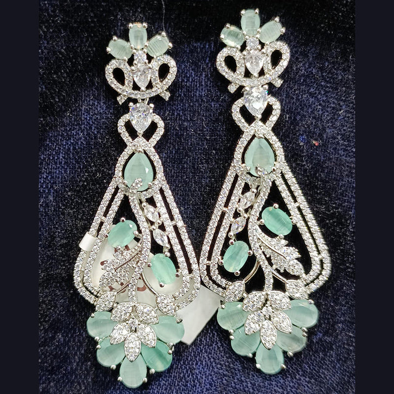 Jain Jewellers Silver Plated AD Dangler Earrings