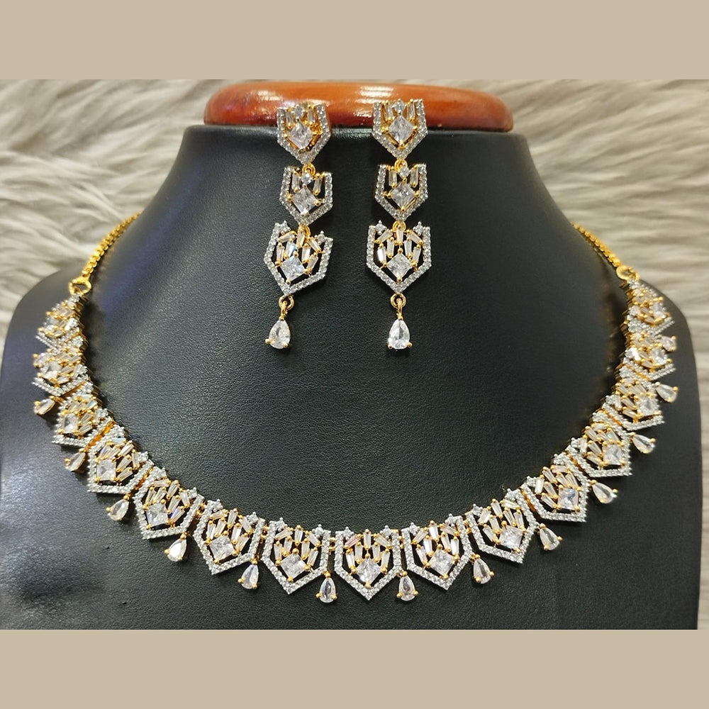 Jain Jewellers Gold Plated AD Necklace Set