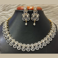 Jain Jewellers Gold Plated AD Necklace Set