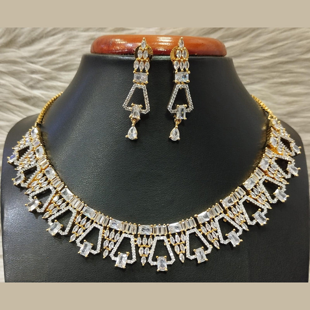 Jain Jewellers Gold Plated AD Necklace Set