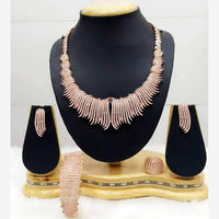 Jain Jewellers Rose Gold Plated AD Necklace Set