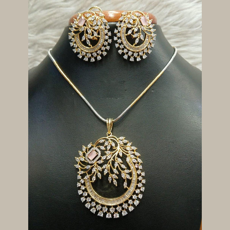 Jain Jewellers Gold Plated AD Pendant Set