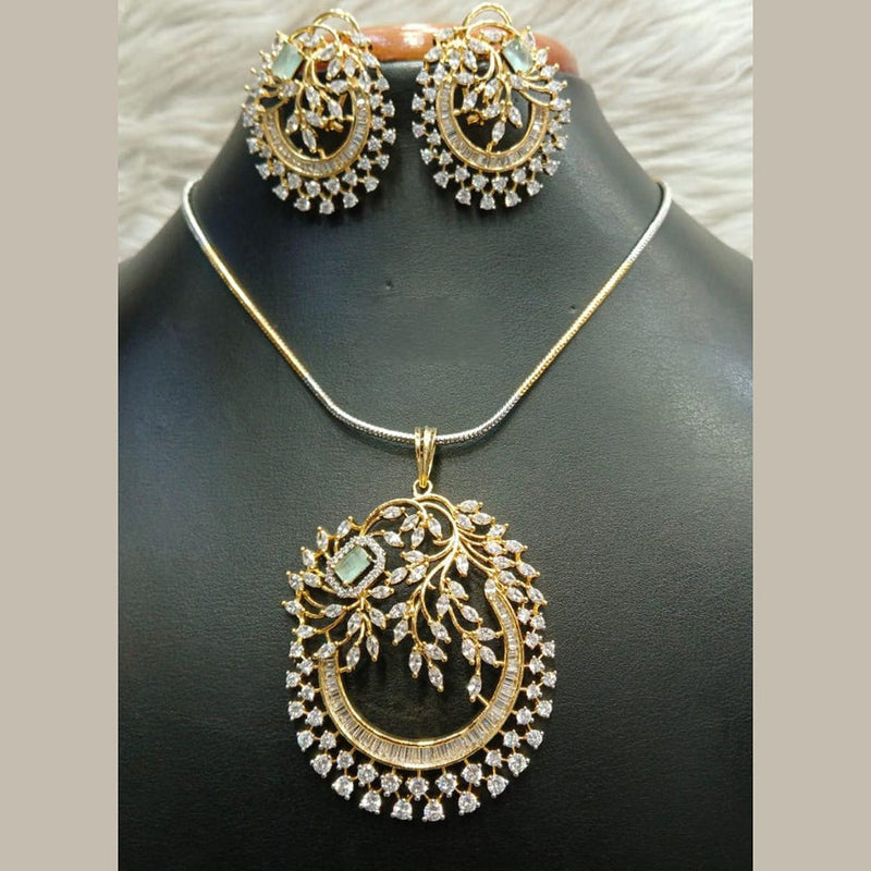 Jain Jewellers Gold Plated AD Pendant Set