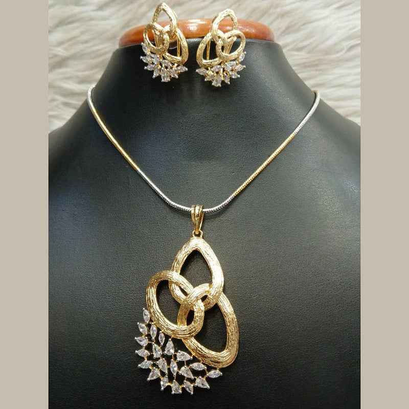 Jain Jewellers Gold Plated AD Pendant Set