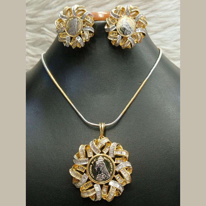 Jain Jewellers Gold Plated AD Pendant Set