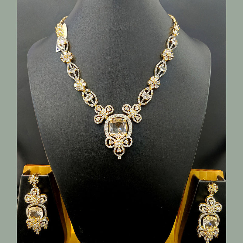 Jain Jewellers Gold Plated AD Necklace Set