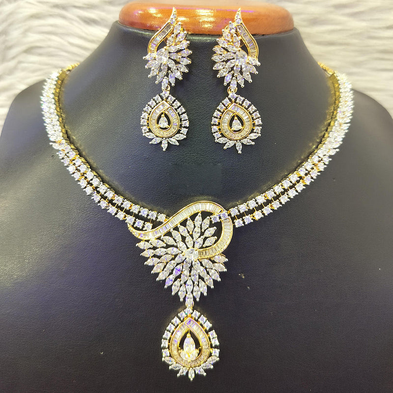 Jain Jewellers Gold Plated AD Necklace Set