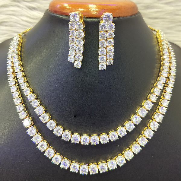 Jain Jewellers Gold Plated AD Necklace Set