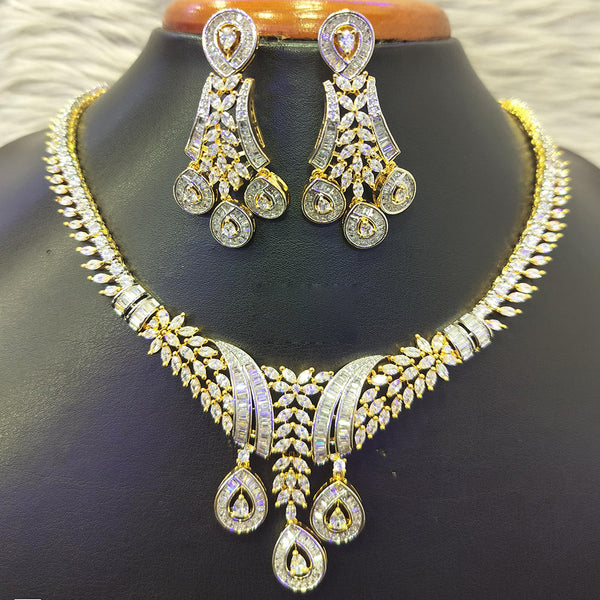 Jain Jewellers Gold Plated AD Necklace Set