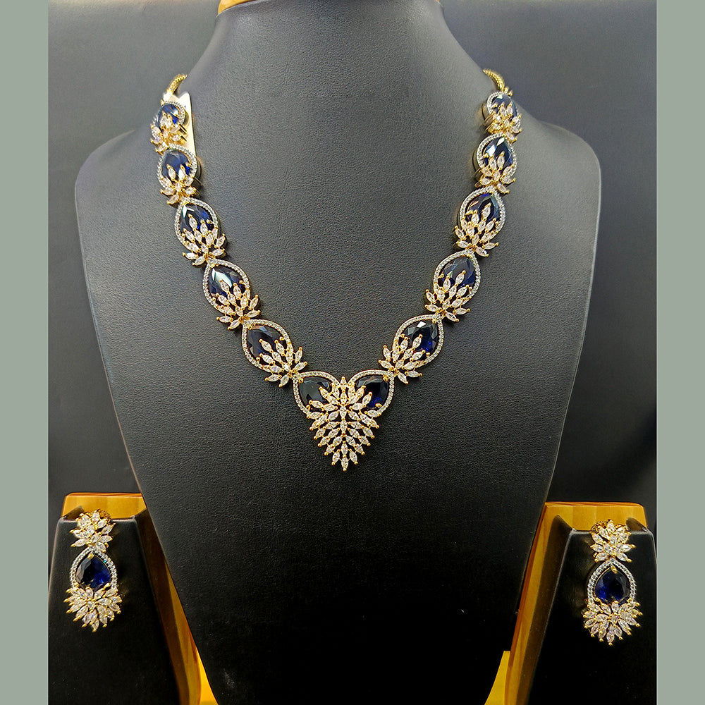 Jain Jewellers Gold Plated AD Necklace Set