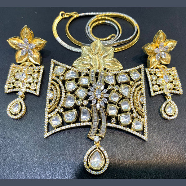 Jain Jewellers Gold Plated AD Pendant Set