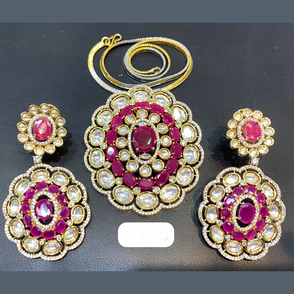 Jain Jewellers Gold Plated AD Pendant Set