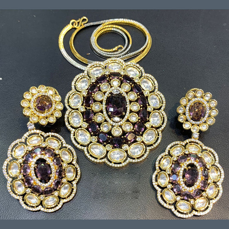 Jain Jewellers Gold Plated AD Pendant Set