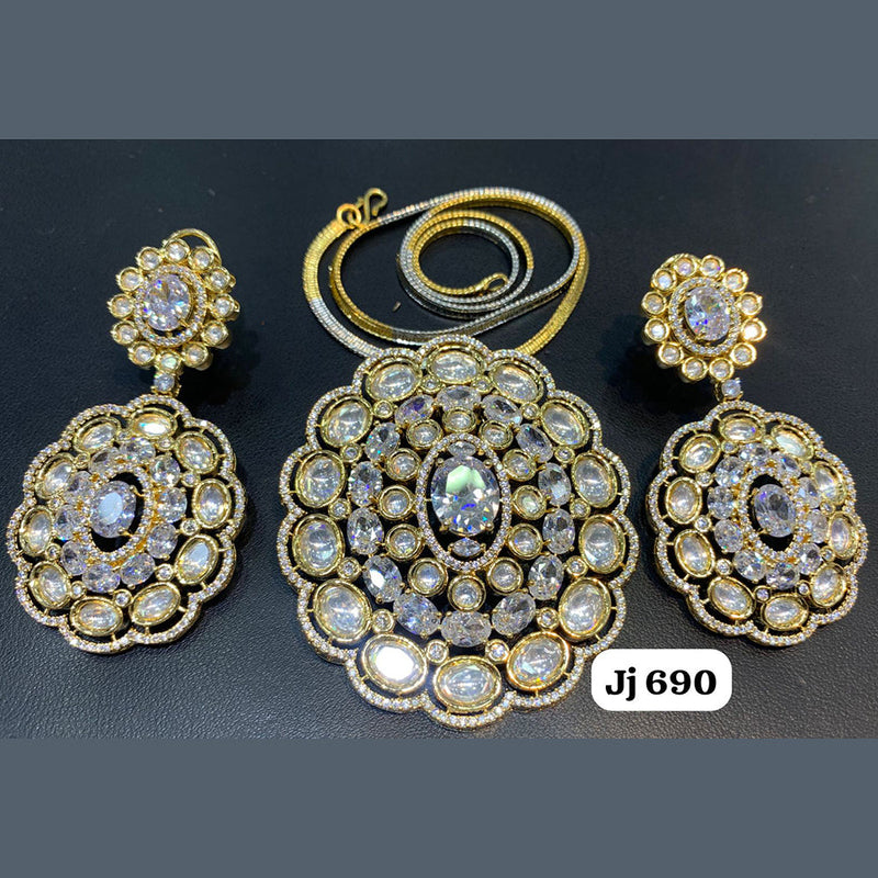 Jain Jewellers Gold Plated AD Pendant Set